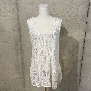 Monroe & Main White Crochet Sleeveless Tunic Top | Beachy Boho Chic | Size 1X